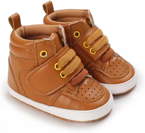 Miniatura 5 de Sekantrol Zapatos de cuna para recién nacidos, para niños y niñas, suela de goma suave, zapatos para bebés, zapatos deportivos de moda de caña alta