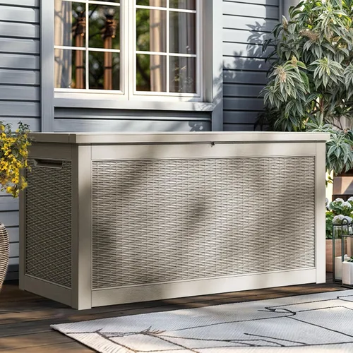 Miniatura 18 de YITAHOME Caja grande de resina de 100 galones, cajas de almacenamiento al aire libre para muebles de patio, cojines de exterior, herramientas