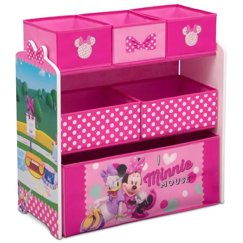 Miniatura 4 de Delta Children Juego de mesa y silla para niños (2 sillas incluidas) y organizador de juguetes de Disney Minnie Mouse con 6 cubos de diseño