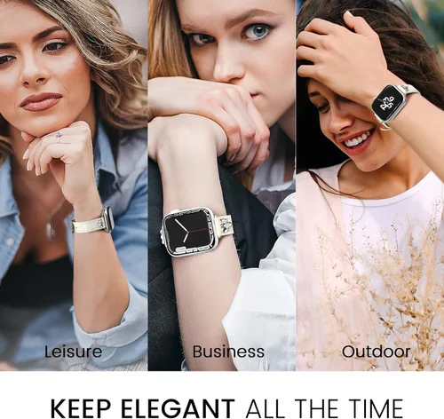 Miniatura 7 de JR.DM Correas de cuero delgadas compatibles con Apple Watch Band 1.496 in 1.575 in 1.614 in 1.654 in 1.732 in 1.772 in 1.811 in 1.929 in, correa