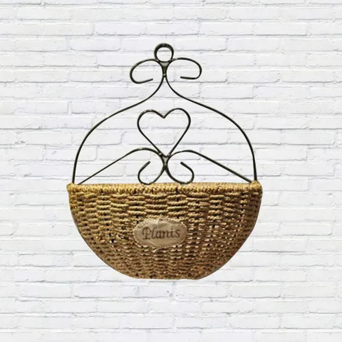 Miniatura 6 de Hemoton Maceta colgante tejida hecha a mano para montaje en pared, de 13.38 x 11.02 x 5.90 pulgadas, con forro impermeable para decoración