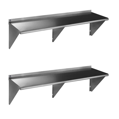 Miniatura 47 de ROCKPOINT Estante de acero inoxidable de 12 x 24 pulgadas, 250 libras, estantes comerciales de metal NSF para montaje en pared, estantería flotante