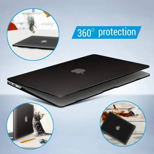 Miniatura 9 de iBenzer Carcasa rígida de plástico con superficie suave 3 en 1 y cubierta para teclado y protector de visualización para MacBook Air, Negro