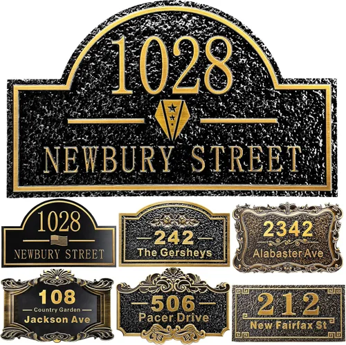 Miniatura 35 de Placa personalizada de dirección de casa de 12 pulgadas, números fundidos para exteriores, placa de señal de dirección personalizada con nombre