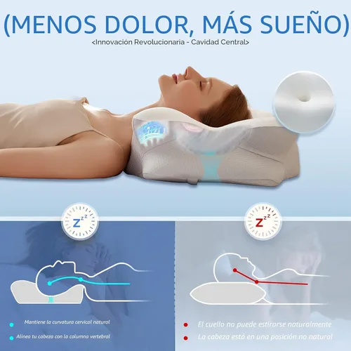 Miniatura 4 de EUCIOR - Almohadas de gel refrescante para cuello y hombros, almohada cervical para dormir cómodamente, almohadas ergonómicas de espuma