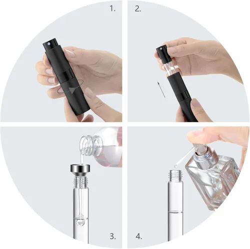Miniatura 5 de Lil Ray Mini atomizador portátil de perfume de 0.3 fl oz, botella pequeña vacía reembolsable para viajes, rociador de colonia de bolsillo Twist