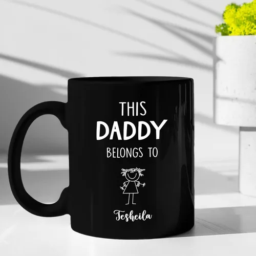 Miniatura 3 de Taza de café con texto en inglés "This Daddy Belongs To Coffee Cup", regalo para el día del padre, Navidad, taza de café negra personalizada