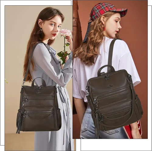 Miniatura 6 de Bolsos mochila monedero de piel sintética para mujer, bolsas con zíper, mochilas de hombro casuales