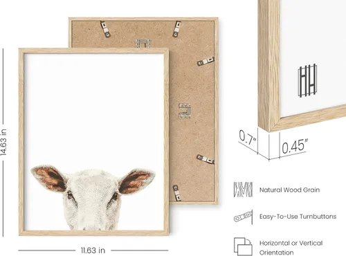 Miniatura 3 de HAUS AND HUES Juego de 4 imágenes rústicas de animales de granja, fotos de caballos ciervos, vacas y cerdos, decoración de pared, imágenes de granja