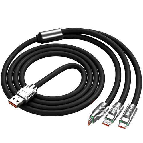 4FT Multi Charging Cable Black, 3 in 1 Multiple Charger Cable,Short Universal Charging Cable with 3 Different Port Lightning/Type-C/Micro Compatible