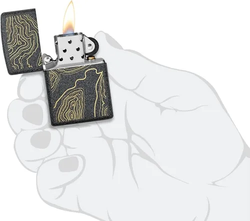 Miniatura 4 de Zippo Topo Map Design - Encendedor de bolsillo de piedra de hierro