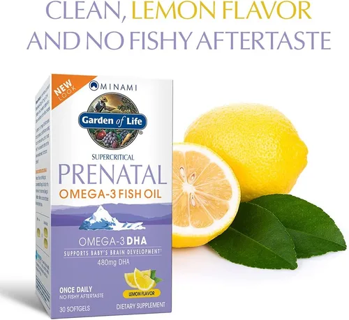 Miniatura 3 de Suplemento prenatal de Garden of Life con omega 3. Contiene 30 cápsulas de aceite natural de pescado Minami, MN0396, 1, 1