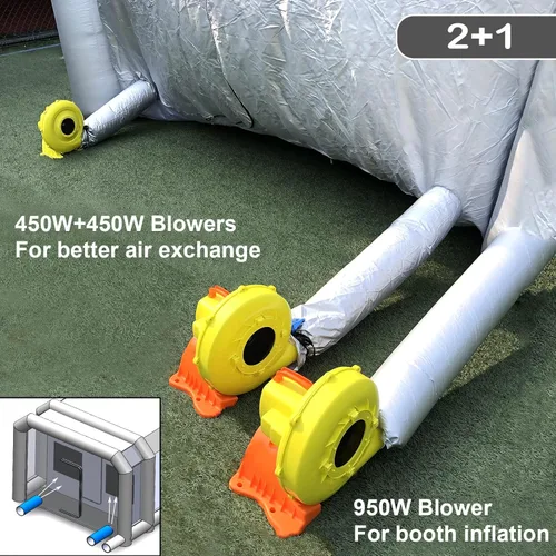 Miniatura 4 de Cabina de pintura inflable de 21.5 x 13 x 9 pies con múltiples filtros de algodón y tres sopladores, cabina de pulverización portátil para piezas