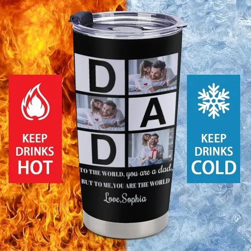 Miniatura 4 de Vaso de viaje personalizado con imagen para papá, regalo en el día del padre de parte de la hija o hijo, taza de café personalizada con taza de foto