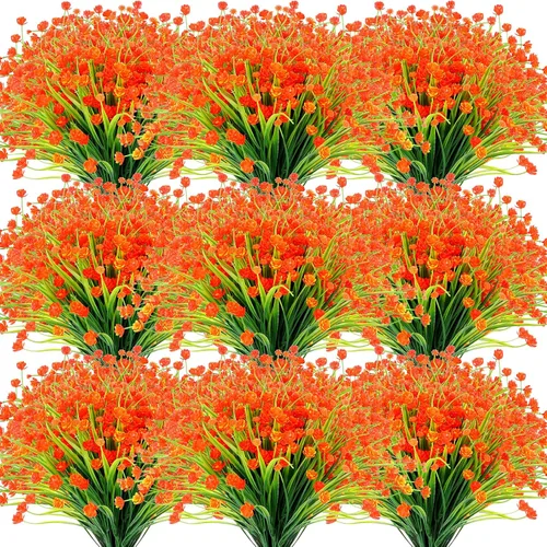 Miniatura 8 de Hoteam 40 paquetes de flores artificiales para exteriores, resistentes a los rayos UV, plantas de plástico para exteriores, primavera, verano