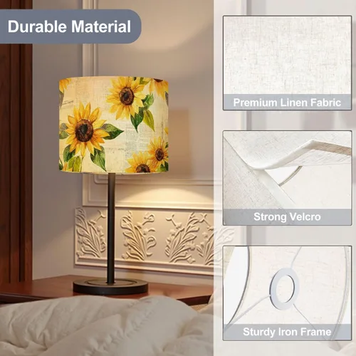 Miniatura 4 de Drum Lamp Shade seamless hand drawn vibrant yellow watercolor sunflowers Lampshade for Floor Lamps Table Lamps Pendant Light 11"x8.9" Large Lamp
