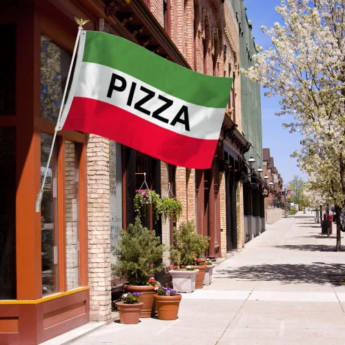 Miniatura 3 de Bandera de pizza roja, blanca y verde de 3 x 5 pies, perfecta para negocios, tiendas, tiendas y banderas de mensaje