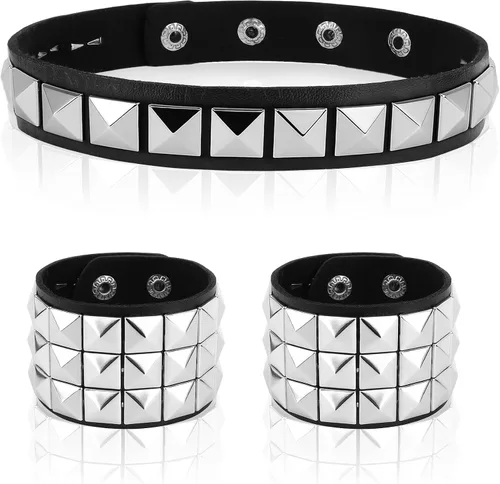 Miniatura 8 de Pulsera de Halloween, collares, accesorios de cuero con tachuelas, con tachuelas emo, punk, góticas, collares para mujeres y hombres