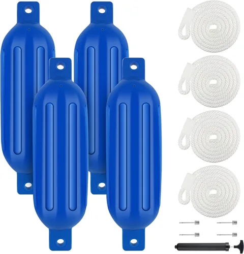 Miniatura 43 de Juego de 4 guardabarros para barco de 4.5/5.5/6.5/8.5/10/16 pulgadas, parachoques de vinilo con ojos gemelos acanalados, parachoques para barco