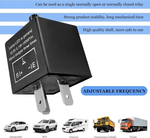 Miniatura 3 de Relé intermitente electrónico de 3 pines CF13 EP34, relé intermitente LED CF-3 con función de velocidad ajustable, relé intermitente de señal