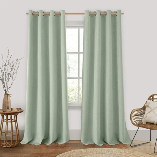 Miniatura 25 de Homeideas Cortinas Rosa Claro 100% Opacas de 84 Pulgadas de Largo, Gruesas Cortinas de Lino Sintético/Mezcla de Lino Texturizadas, Lindas Cortinas
