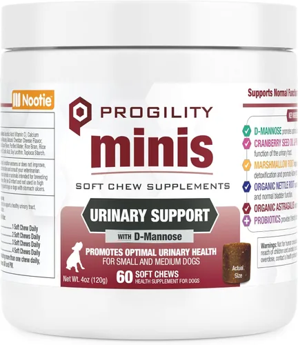 Nootie Progility - Mini suplemento de apoyo urinario para perros, soporte de vejiga y soporte del tracto urinario para perros con arándano y