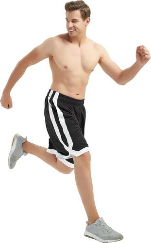 Miniatura 5 de TopTie Pantalones cortos de baloncesto de malla de 7 pulgadas con bolsillos para hombre, pantalones cortos deportivos activos de 2 tonos, pantalones