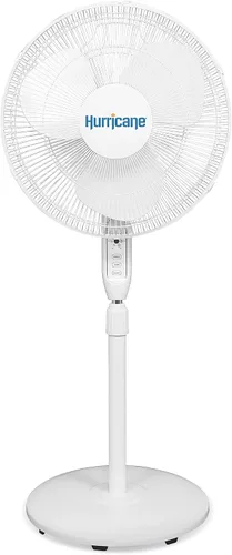 Hurricane Ventilador de pedestal oscilante para el hogar y el dormitorio, 16 pulgadas supremo, blanco, ventilador eléctrico portátil de pie para