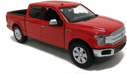 2019 Ford F-150 Lariat Crew Cab Pickup Truck Rojo 1/24-1/27 Modelo de automóvil fundido a presión por Motormax 79363