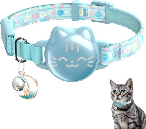 Miniatura 9 de AirTag - Collar de gato reflectante compatible con Apple AirTag de 1ª y 2ª generación, soporte oculto con campana, correa ligera resistente al agua