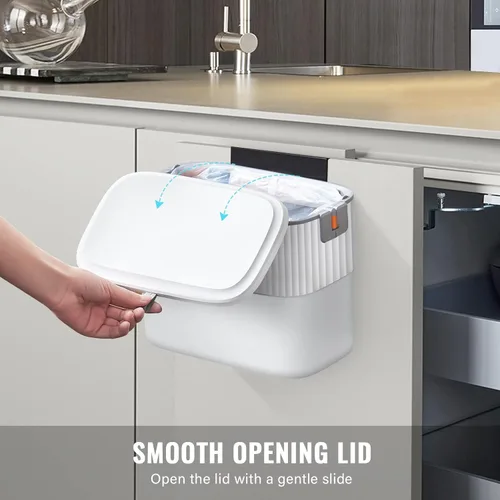 Miniatura 5 de ELPHECO Contenedor de compost de cocina con tapa, cubo de basura colgante de 1.8 galones con tapa, cubo de basura de 7 litros montado en la pared