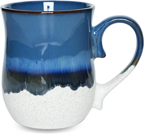 Bosmarlin - Taza grande de cerámica para café, 20 onzas, gran taza de té para oficina y hogar, apta para lavavajillas y microondas (20 onzas, azul