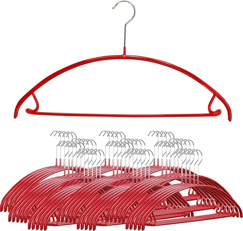 Miniatura 11 de Mawa by Reston Lloyd - Percha de metal antideslizante, soporte de hombro suave con ganchos para falda/barra de pantalones, modelo 42-U, color Plata