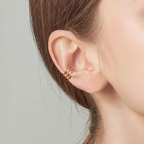 Miniatura 4 de Aretes de aro pequeños con relleno de oro de 18 quilates para mujeres y hombres, aretes de aro de tubo sin fin, ligeros y pequeños hechos a mano