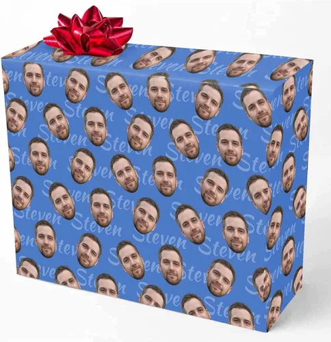 Miniatura 22 de M YESCUSTOM Papel de regalo con fotos personalizadas, papel de regalo para el Día de la Madre, Día del Padre, cumpleaños, Navidad