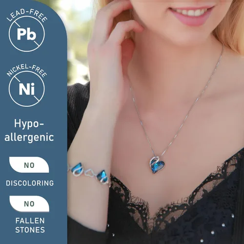 Miniatura 2 de Leafael - Collares para mujer, dije de corazón de amor infinito con cristales de piedra natal, cadena chapada en plata de 18 + 2 pulgadas, regalo