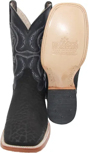 Miniatura 2 de Botas vaqueras de cuero genuino con punta cuadrada para hombre