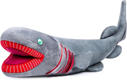 Juguete de peluche con forma de tiburón con volados de corazón pequeño, 31.5 pulgadas (31.5 in), animal de peluche realista de tiburón de mar