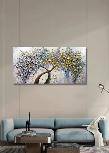 Miniatura 4 de V-inspire Arte, 24 x 48 pulgadas, moderno, 100% pintado a mano, pinturas al óleo de árbol de la suerte, pintura acrílica, decoración de marco