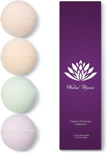 Set de regalo de bombas de baño para mujeres: aceites esenciales orgánicos hechos en Estados Unidos, sal de Epsom y manteca de karité: 4 bombas de