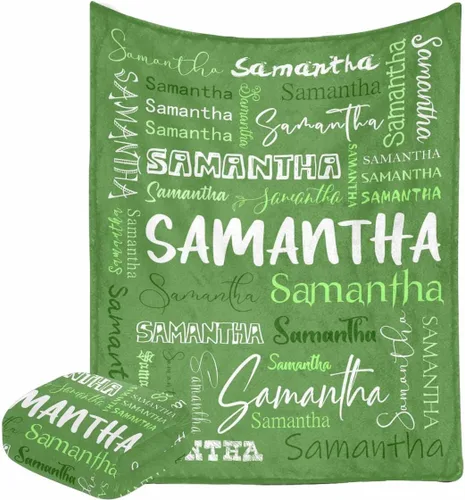 Miniatura 14 de Manta personalizada con nombre con fuente diferente y colorida para niños, mujeres y hombres, divertida decoración personalizada para el hogar, cama