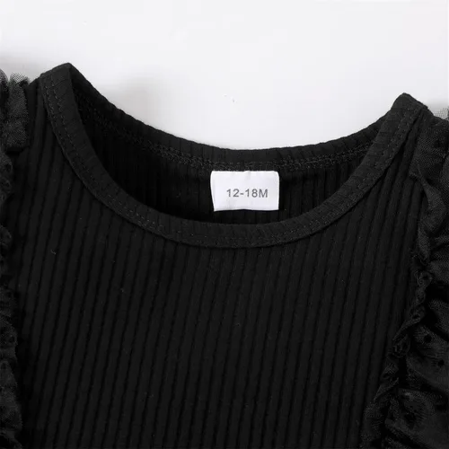 Miniatura 3 de Vestido de princesa 100 % algodón sin mangas tutú vestido de verano para niñas pequeñas, vestido de malla con volantes 3M-3Y