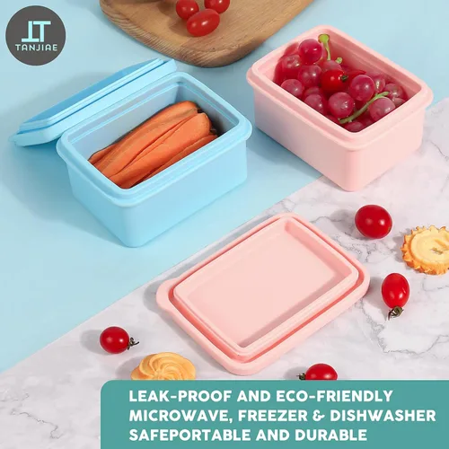 Miniatura 5 de Tanjiae Recipientes de silicona para niños, a prueba de fugas, recipientes pequeños para almuerzo con tapas para niños pequeños, 1 taza de moldes