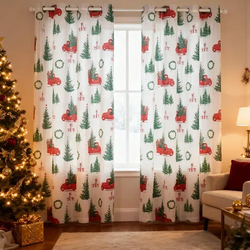Miniatura 2 de LORDTEX Cortinas traslúcidas de Navidad para sala de estar y dormitorio, cortinas traslúcidas de lino sintético texturizado, cortinas traslúcidas