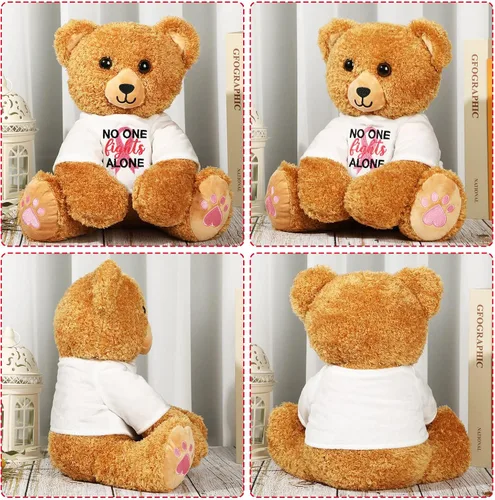 Miniatura 4 de Chalyna Oso de peluche de 16 pulgadas para el cáncer de mama, oso de cinta rosa, oso suave para sobrevivientes de cáncer, regalo para mujeres