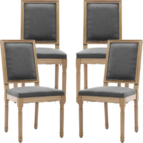 Miniatura 38 de Juego de 2 sillas de comedor de campo francés, sillas de comedor de madera de granja beige, silla de comedor con respaldo tejido con cojín tapizado