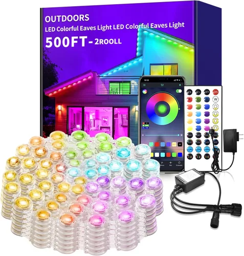 Miniatura 9 de Luces permanentes para exteriores de 200 pies para casa, impermeables, luces LED RGB inteligentes, luces permanentes para exteriores