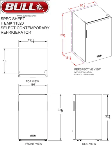Miniatura 8 de Bull Outdoor Products Refrigerador contemporáneo – 4.5 pies cúbicos Refrigerador compacto de acero inoxidable para exteriores con puerta reversible