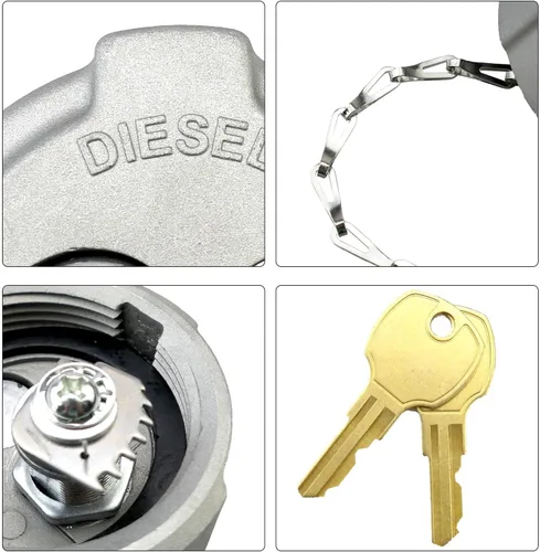 Miniatura 6 de 2 tapas de combustible diésel de bloqueo de 2 3/8 pulgadas compatibles con Freightliner M2 tapas de combustible para camiones pequeños, repuesto