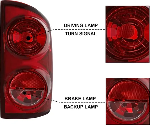 Miniatura 2 de Luz Trasera Compatible con 2007 2008 Dodge Ram 1500/07 08 09 Ram 2500 3500 Lámpara de Freno Trasero rojo (Red - R)